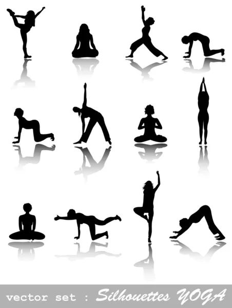 Silhouetten yoga — Stockvector