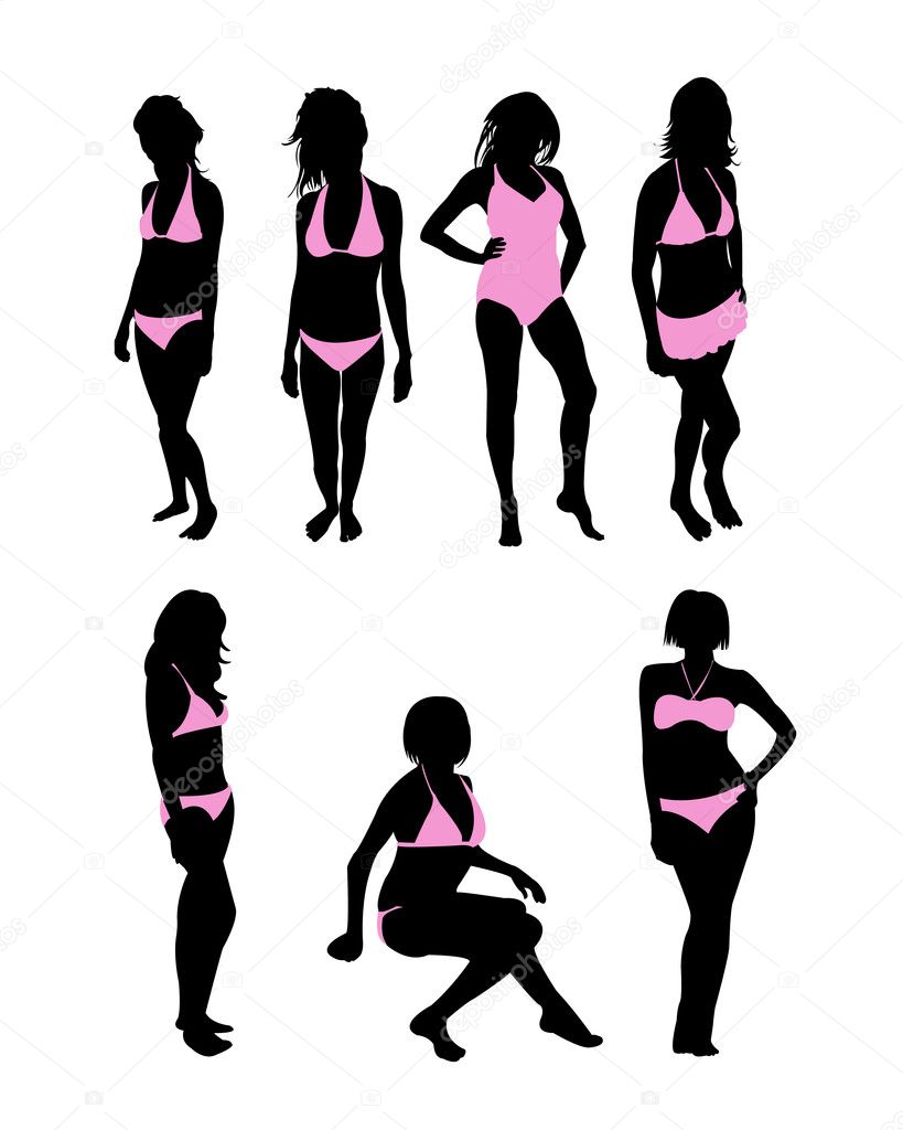 Silhouette girls pink bikini