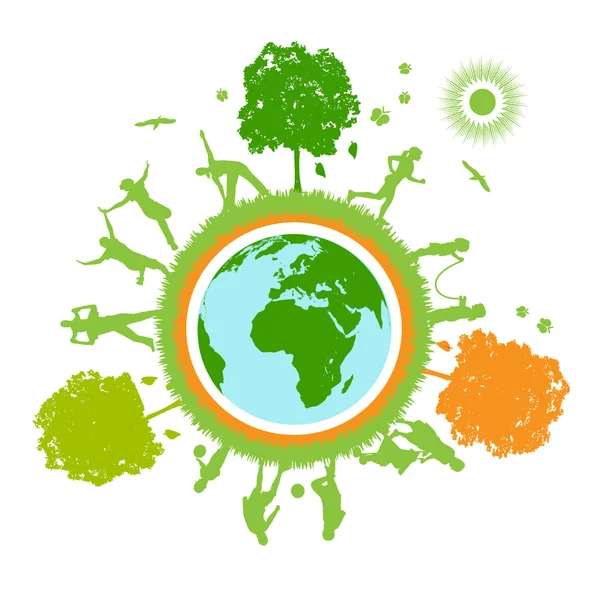 Planète mondiale verte — Image vectorielle