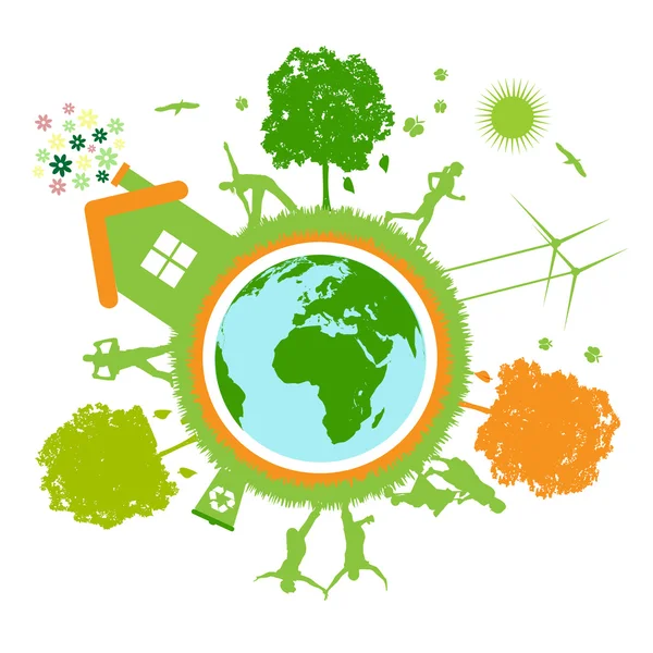 Green World Planet — Stock Vector
