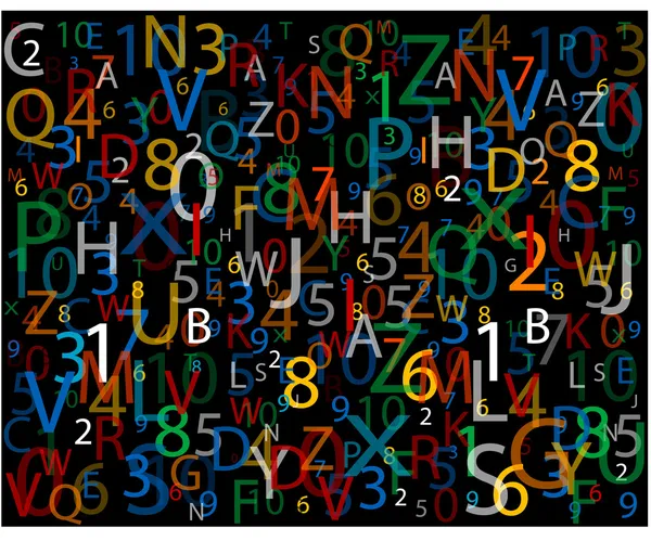 Lettres et chiffres colorés — Image vectorielle