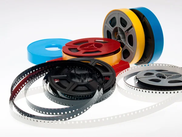 Overhead View Tangle 8mm Film and Reels Stock Photo