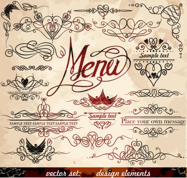 Vector decorative ornate design elements & calligraphic page decorations. clipart