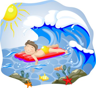 Boy swimming. clipart