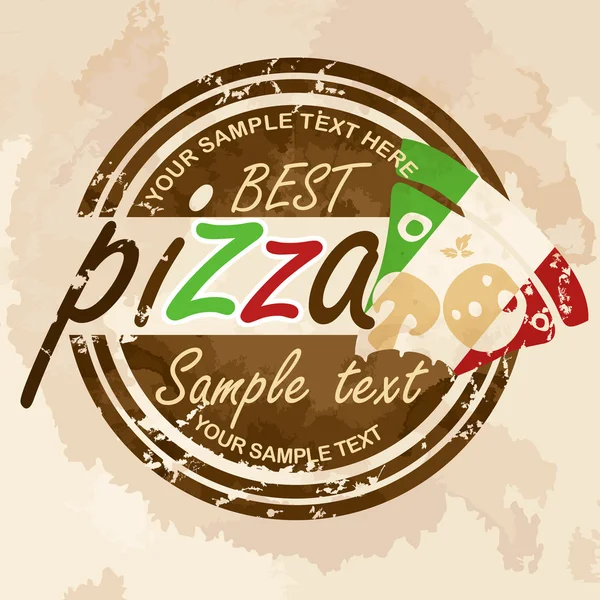 Pizza, Etikettendesign. — Stockvektor