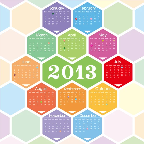 2013 kalendarz — Wektor stockowy