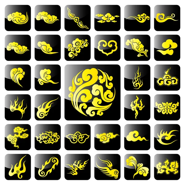 Vector Chinese Cloud Icons — Stock Vector