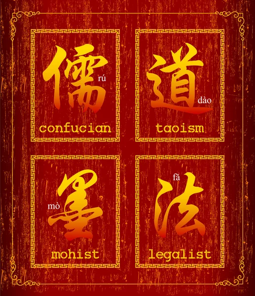 Vektor chinesisches Zeichensymbol über altes chinesisches Denken — Stockvektor