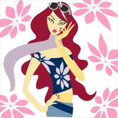 Fashion pop-art girl illustration clipart