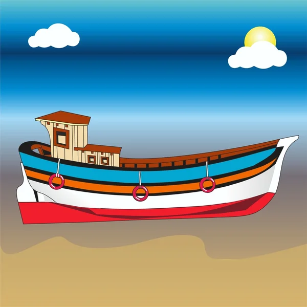 stock vector Boat on beach