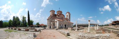 Panorama of Plaosnik and St.. Clement's Church - St. Panteleimon, Ohrid, Macedonia clipart