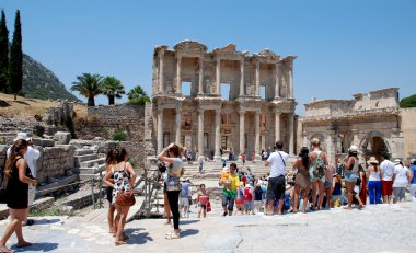 Tourists at Ephesus, near Izmir, Turkey clipart