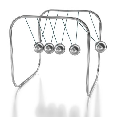 Newton's Cradle Pendulums on a White Background
