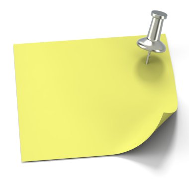 Yellow Postit Note and Thumbtack clipart