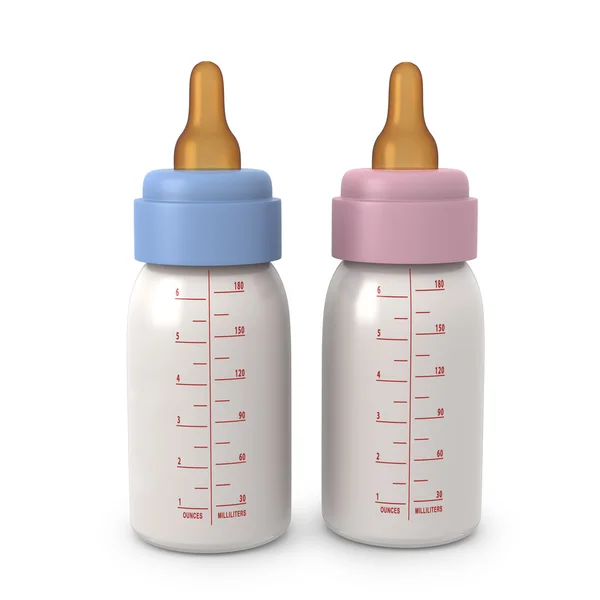 两个婴儿的六盎司牛奶瓶 — 图库照片