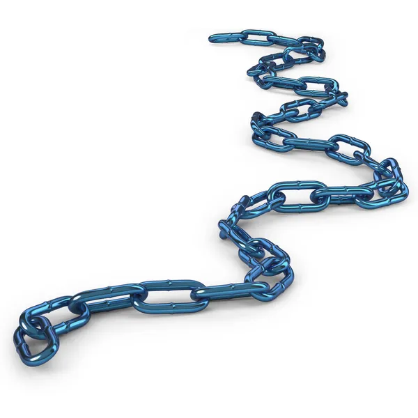Kıvırcık uzunluğu rastgele: Paslanmaz çelik zincir bağlantıların üzerinde beyaz bir ba — Stok fotoğraf
