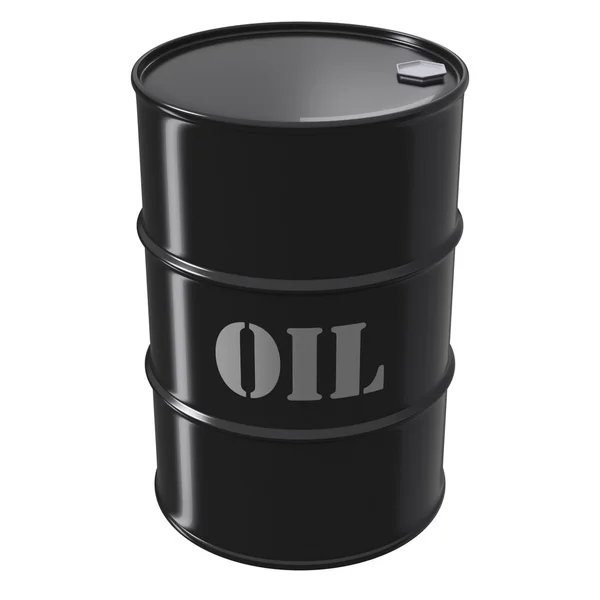 白い背景の上の単一の黒油のバレル — ストック写真