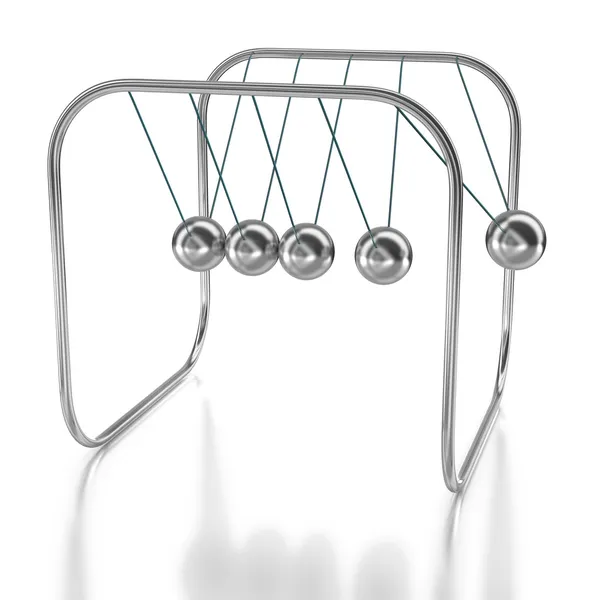 Newton 's Cradle Pendulums em um fundo branco — Fotografia de Stock