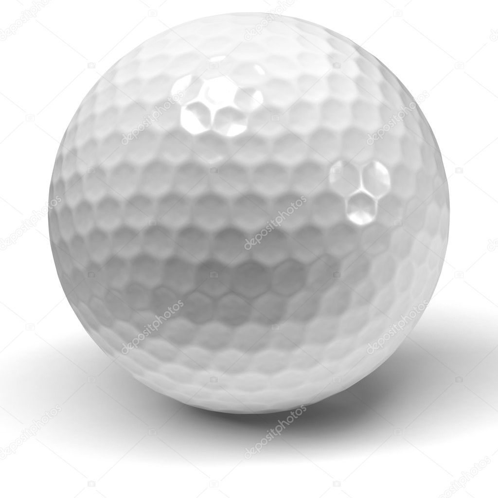 Single golfball on a white background