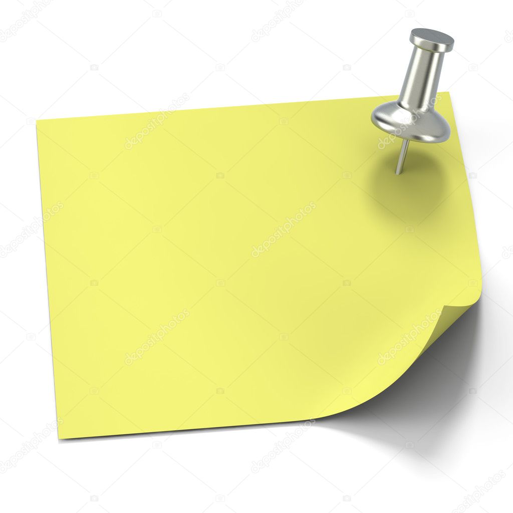 Yellow Postit Note and Thumbtack