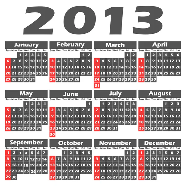 カレンダー 2013 年 — ストックベクタ