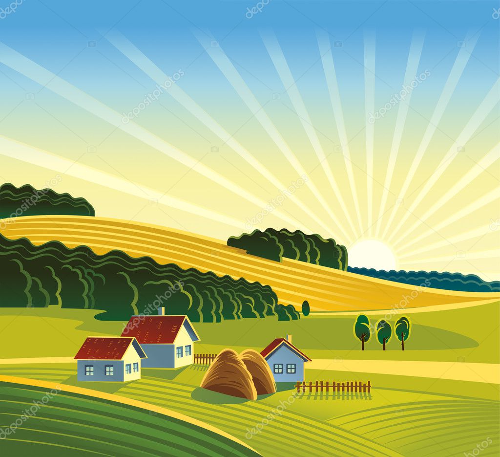 Rural Landscape Stock Vector Royalty Free Vector Image By C Crop