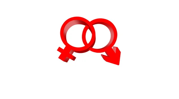 Símbolo sexual de macho y hembra en blanco aislado — Foto de Stock