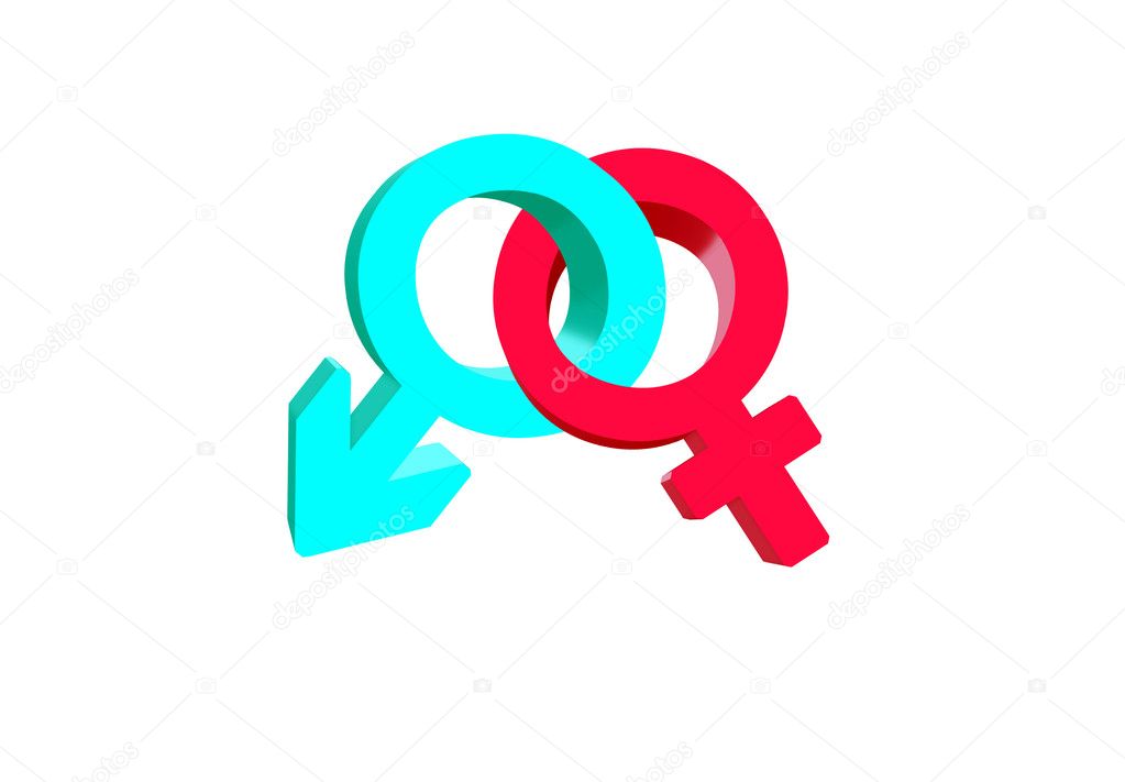 Секс-символ мужчины и женщины на изолированном белом.