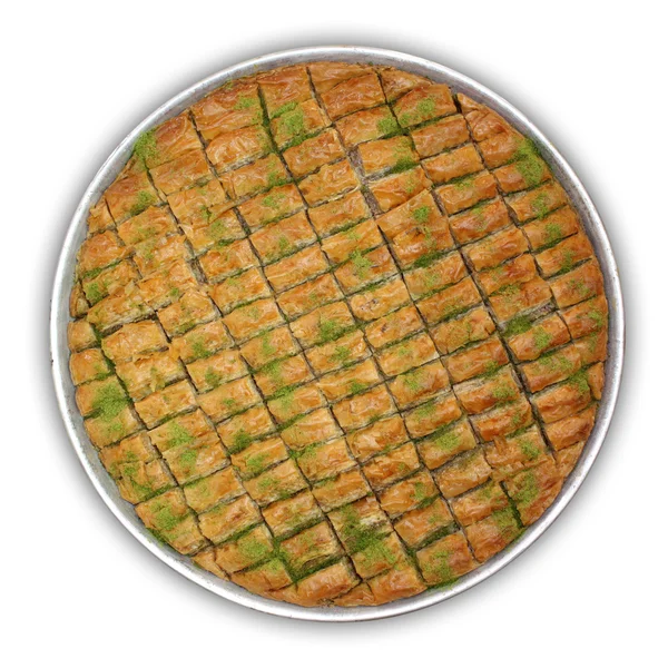 Een dienblad van baklava - met inbegrip van uitknippad. — Stockfoto