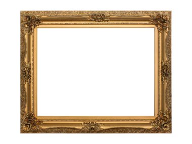 Gold antique frame isolated with clipping path clipart