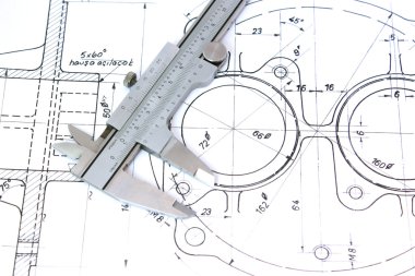 Caliper on Blueprint. Horizontal. clipart