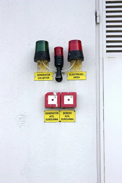 Işaretleri ile jeneratör durum ve Uyarı lambaları — Stok fotoğraf