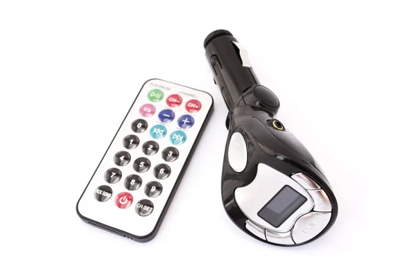 Transmissor MP3 Fm com controle remoto isolado em fundo branco 2 — Fotografia de Stock