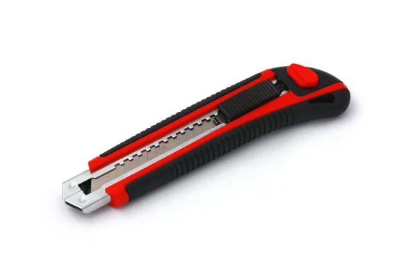 Beyaz izole kırmızı-siyah kutu bıçak — Stok fotoğraf