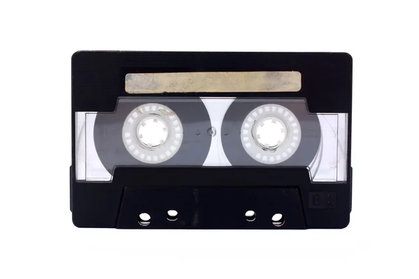 Czarny przezroczysta kaseta magnetofonowa na białym tle — Zdjęcie stockowe