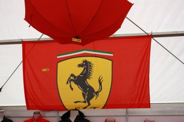 Ferrari flag at merchandise store on Formula 1 Istanbul GP clipart