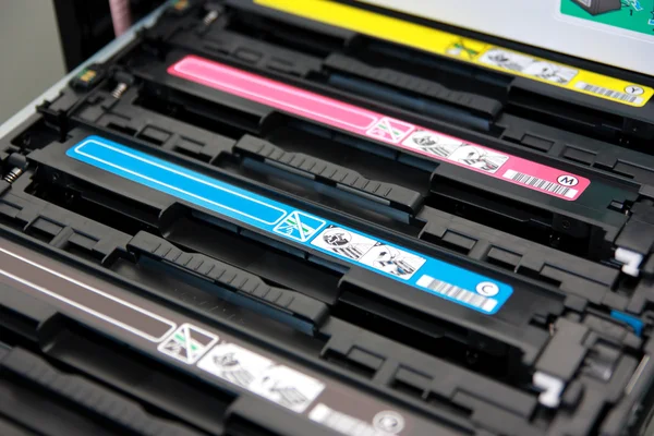 Cartridges of color laser multifunction printer — Stock Photo, Image