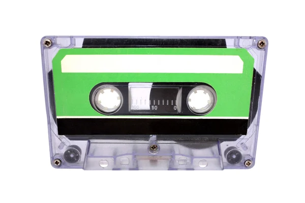 Compact cassette geïsoleerd op wit. Vooraanzicht — Stockfoto