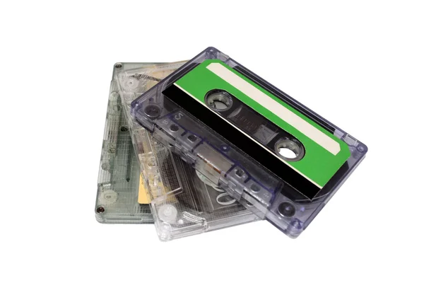 Tre kompakt kassett isolerad på vit. — Stockfoto