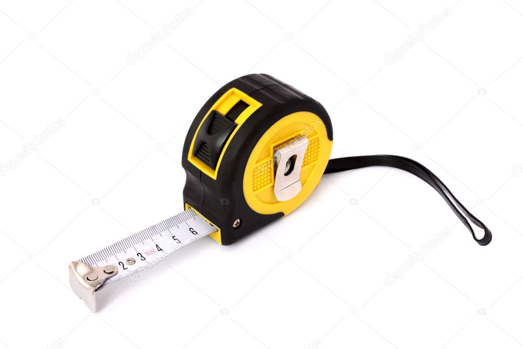 Measuring Tape isolated on white background. Vertical position.