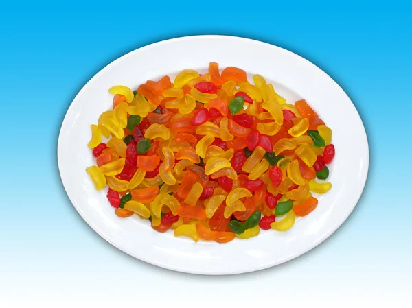 Een plaat van Oranje segment vormige gelei snoepjes — Stockfoto