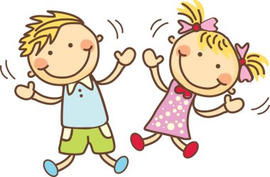 Little girl & boy clipart