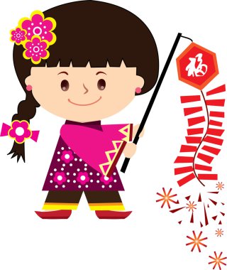 Chinese little girl clipart