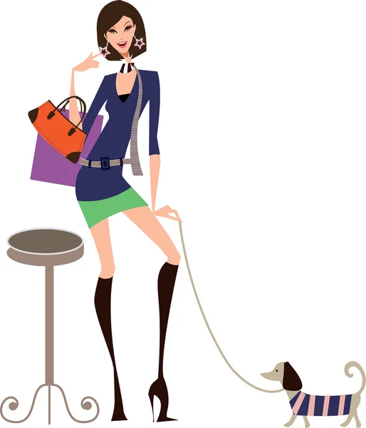 Shopping Femme — Image vectorielle
