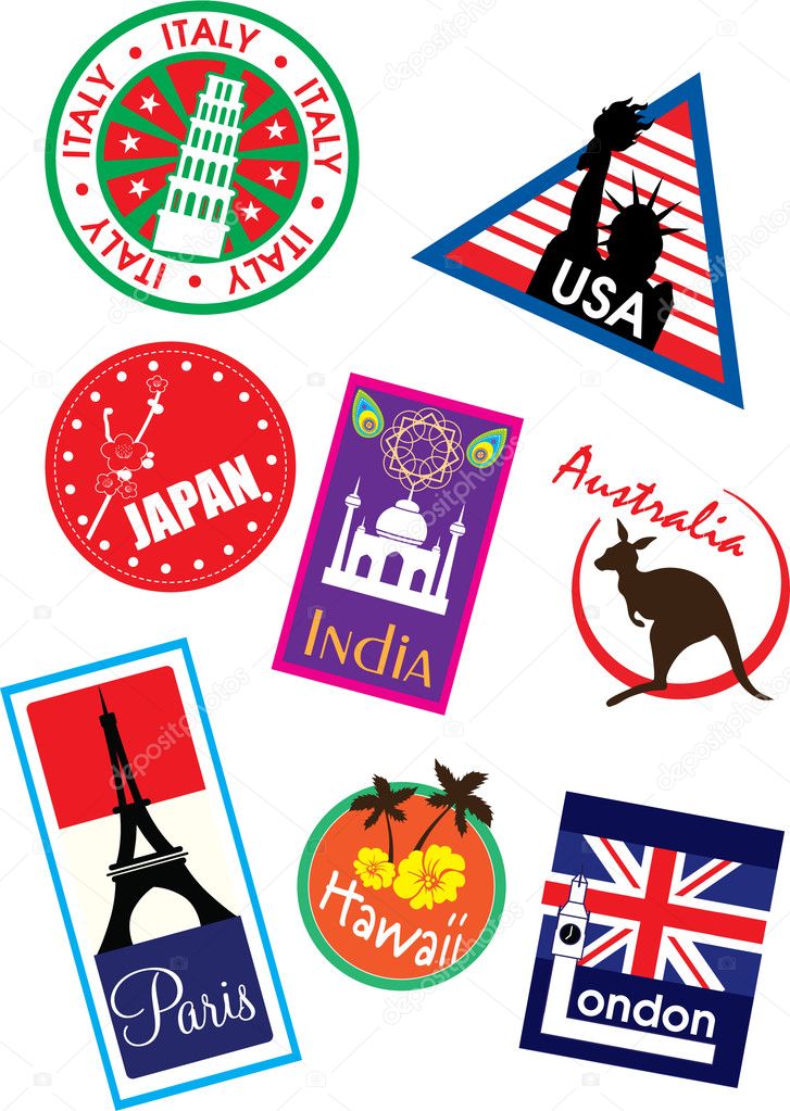 Country travel sticker