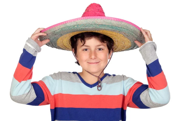 Adorable garçon avec un chapeau mexicain — Photo