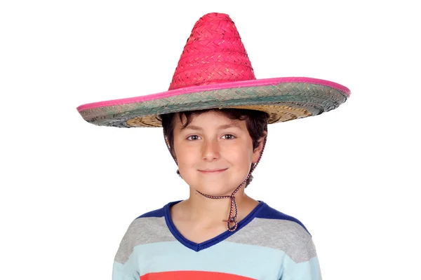 Adorable garçon avec un chapeau mexicain — Photo