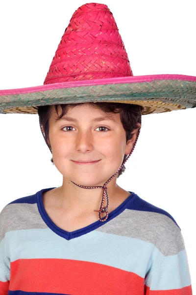 Schattige jongen met een Mexicaanse hoed — Stockfoto