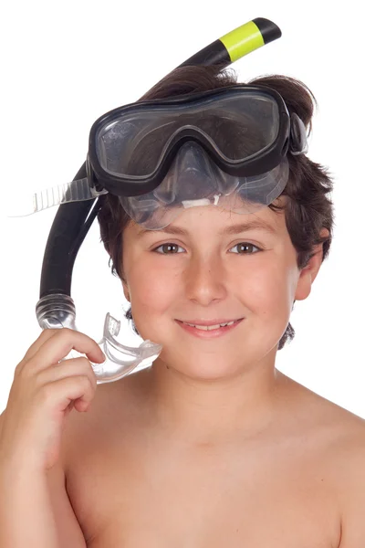 水肺潜水设备的可爱孩子 — 图库照片