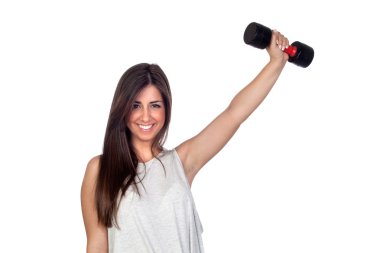 Atractive girl training in the gym clipart